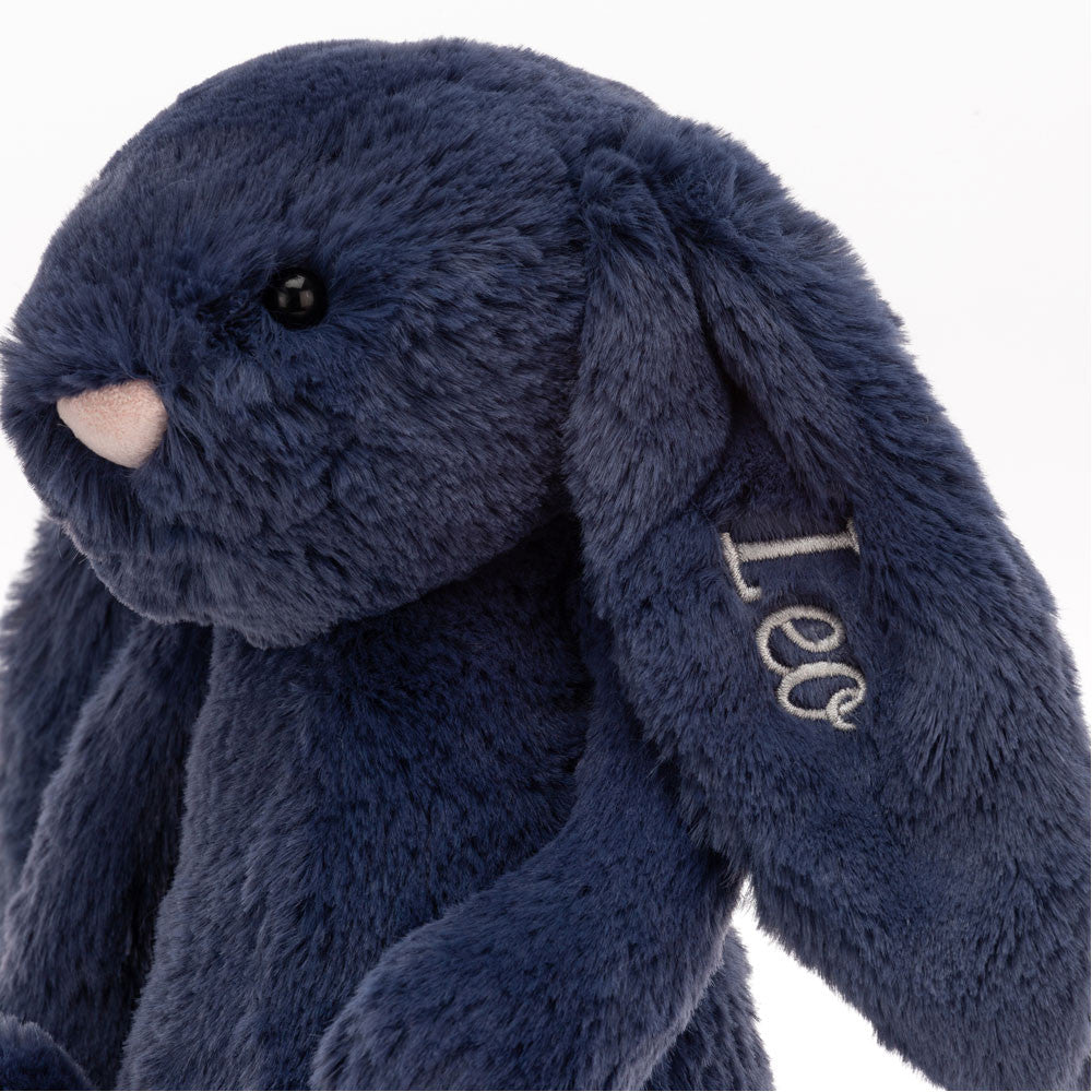 Personalised Bashful Navy Bunny Medium