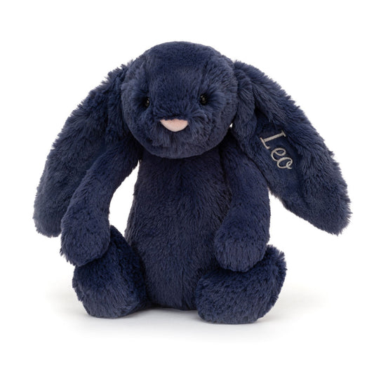 Personalised Bashful Navy Bunny Medium