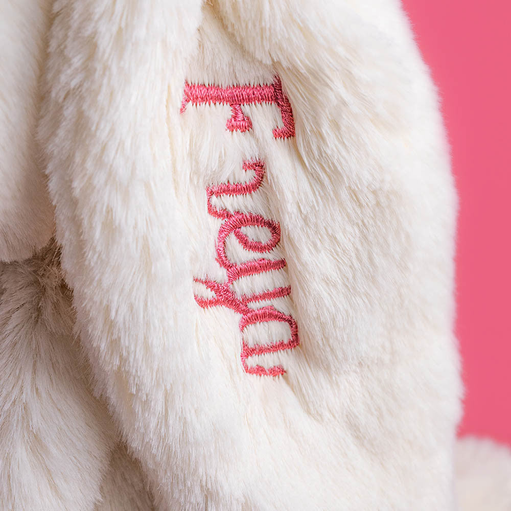 Personalised Cream Bunny with Rose