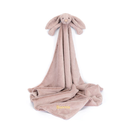 Personalised Bashful Luxe Bunny Rosa Blankie